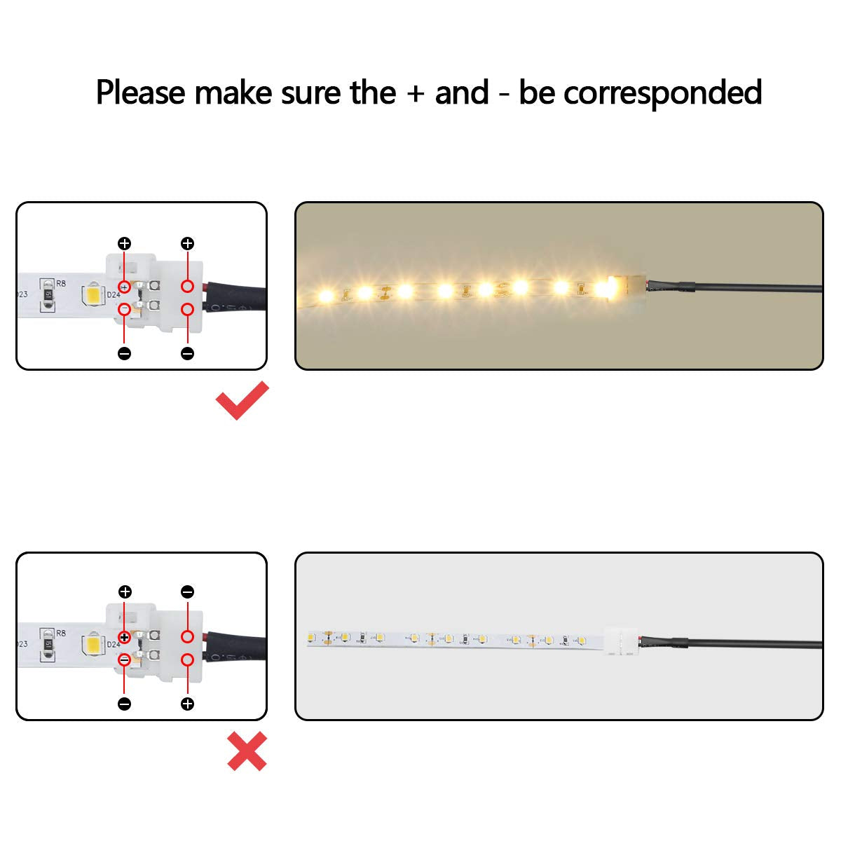 Lightingwill 10Pcs/Pack Strip To Dc Female Plug Solderless Snap Down 2Pin Conductor Led Strip Connector For Quick Splitter Conne