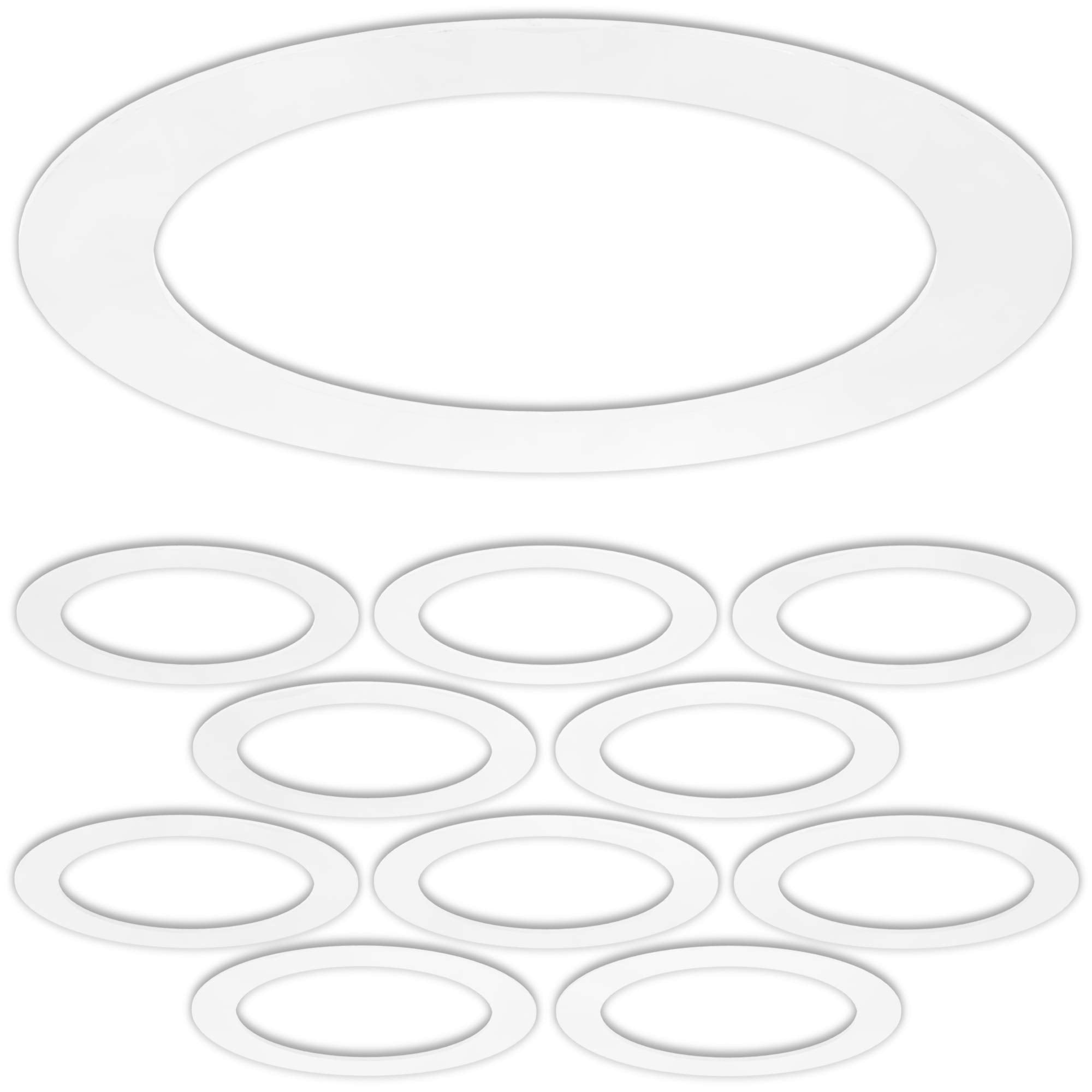 10 Pack Gloss White Goof Trim Ring For 8&quot; Inch Recessed Can Lighting Down Light, Outer Diameter 8.6 Inches, Inner Diameter 6.2 Inches