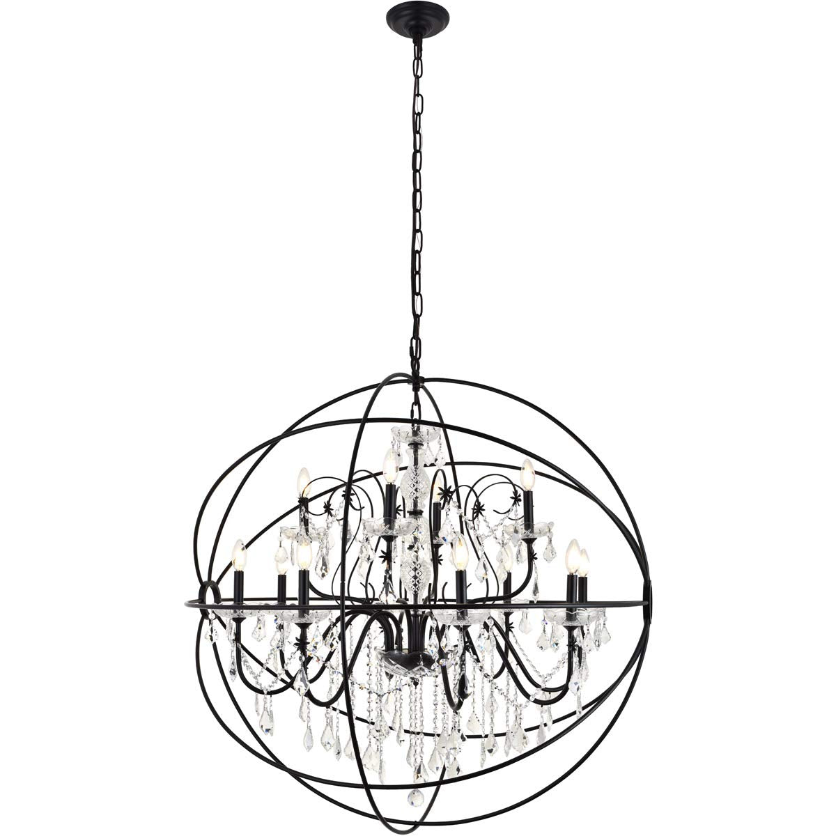 Living District Cordelia 12-Light Transitional Metal Pendant in Black