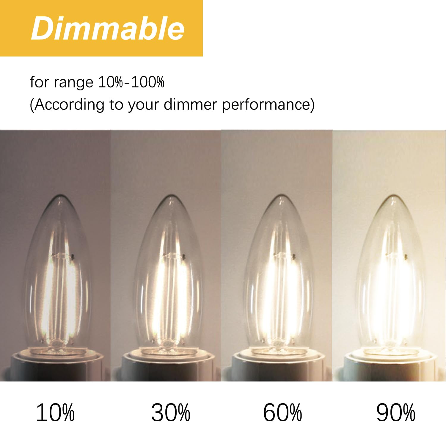 H&D Home Interchanges E12 LED Light Bulbs Dimmable 4W 2700K Warm White Glass 12 Pack