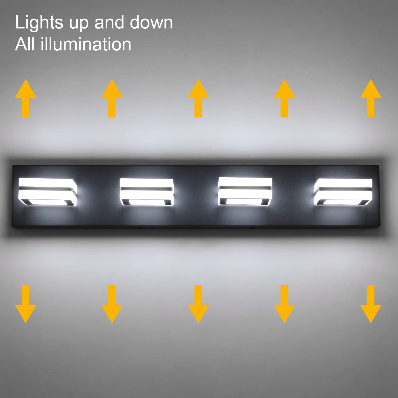 Ralbay Modern LED Bathroom Vanity Lights 4 Light Black Acrylic Wall Lighting Model 8596