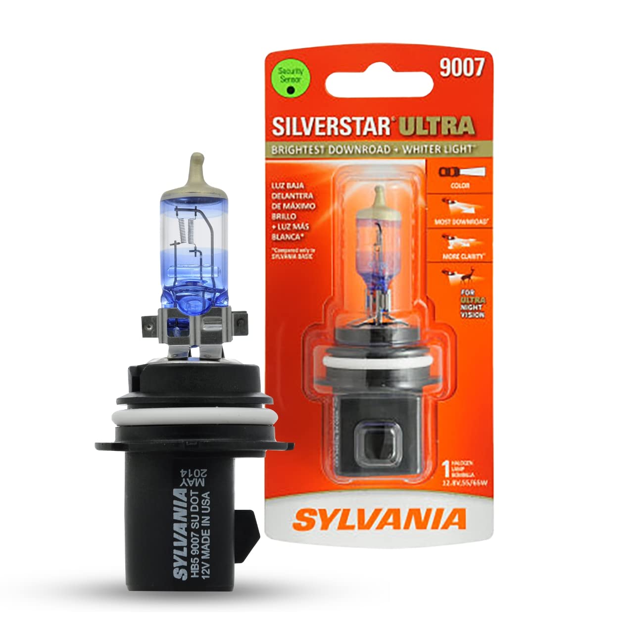 SYLVANIA 9007 SilverStar Ultra Halogen Headlight Bulb - High Beam, Low Beam, Fog Light, Brightest Downroad, Tri-Band Technology