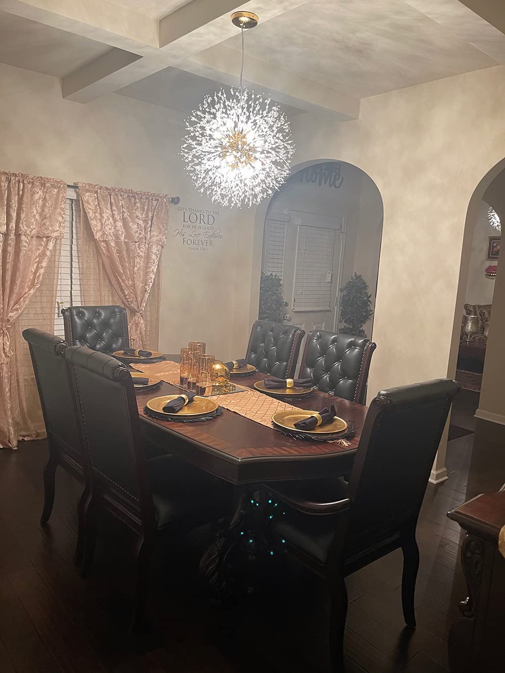 Yiisem Modern Gold Crystal Chandeliers, 16-Light Dandelion Firework Pendant Lighting, Hanging Chandelier Light Fixtures For Dining Room Bedroom Living Room Kitchen Island
