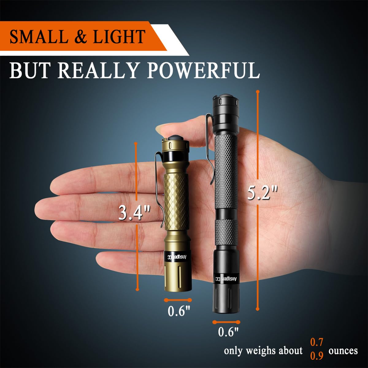 Ansyper Cc 3 Modes Small Flashlights Led Powerful High Lumens Tactical Pen Light With Clip, Slim Portable Pocket Compact Torch F
