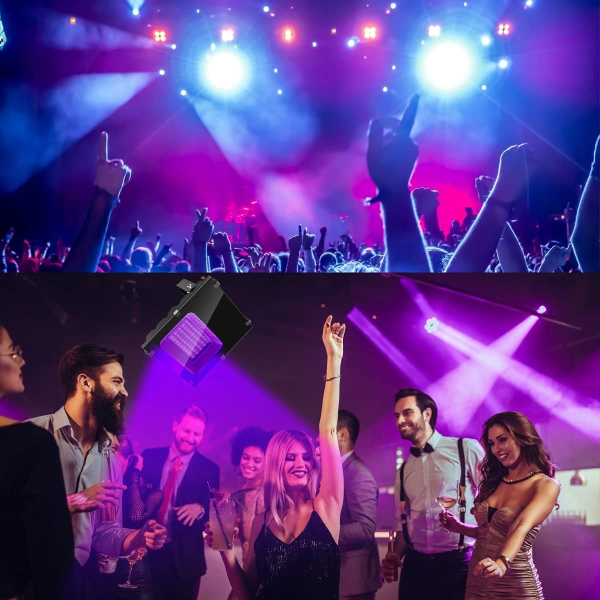 Waygor 120W Waterproof UV Black Lights - 395nm Blacklight Floodlight for Glow Parties & Halloween Decor, 2 Pack, Purple