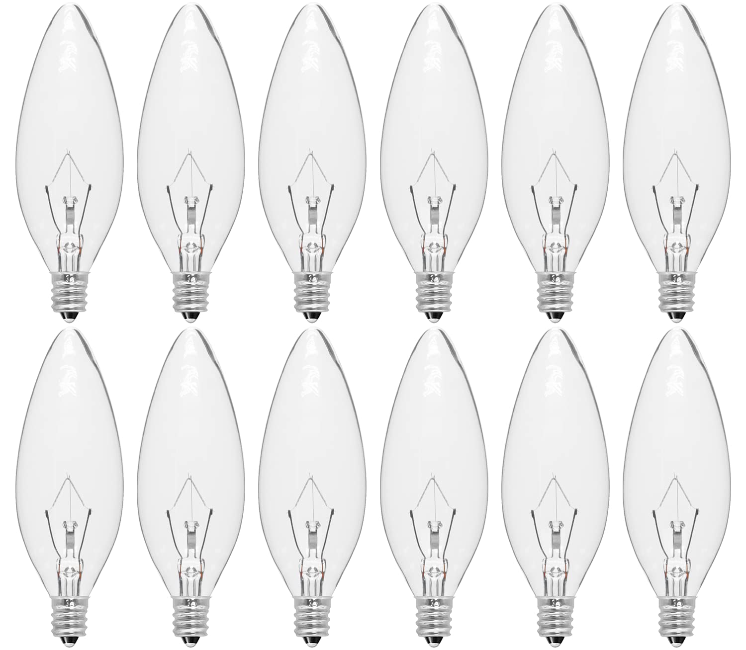 Cylyt 12-Pack E12 Candle Light Bulbs 25W Warm White 2500K, 240 Lumen Dimmable Chandelier Light Bulbs For Ceiling Fan, Pendants O
