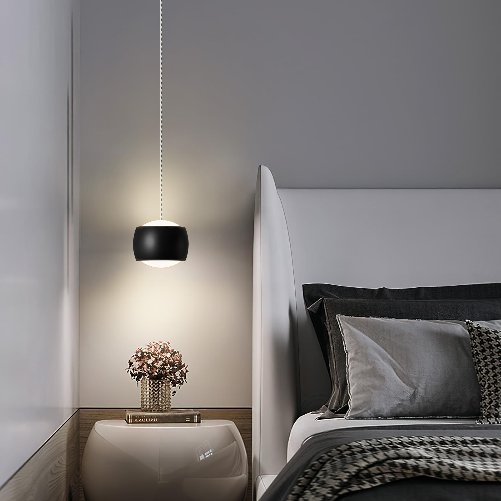 Adcthome Modern Led Dimmable Pendant Light Fixtures Mini Island Pendant Lighting For Kitchen Island Dinning Room Bedroom Bar  Kitchen Island Ceiling Hanging Light Fixtures(Black-1-Pack)