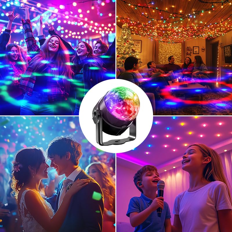 Yiixuyo 3-Pack Sound Activated Party Lights with Remote Control, Strobe Lamp for Parties, ABS, LED, Model EMS-10