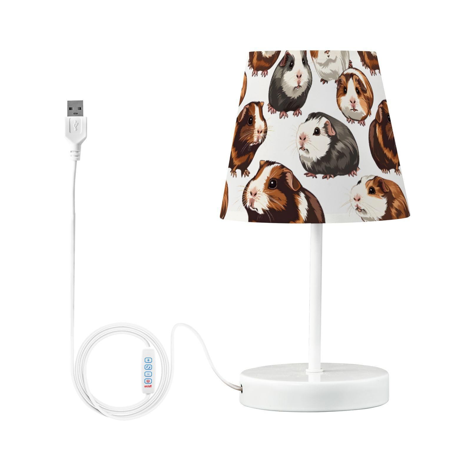 BOENLE Bedside Lamp Cute Guinea Pigs Table Lamp Bedroom LED Nightstand Desk Lamp Lampshade for Sleeping Living Room Dorm Office