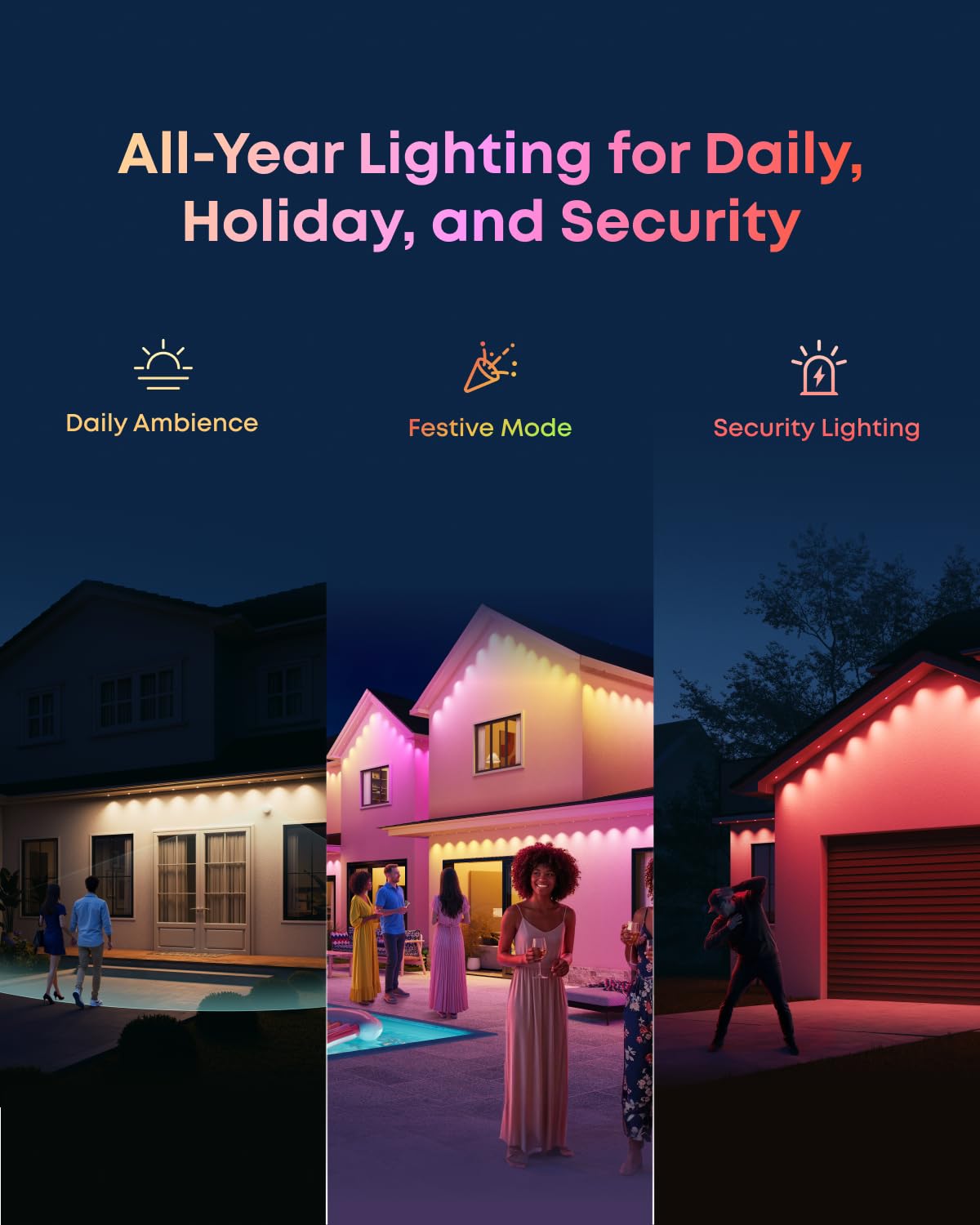eufy S4 200ft Permanent Outdoor Lights, 144 LED, Smart RGBWW, IP67 Waterproof, 3D Radar-Activated, Music Mode, Model T8L04