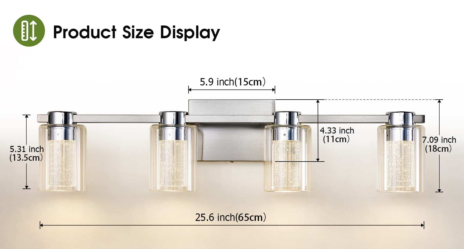 Zhizenl 4-Light Bathroom Light Fixtures, Brushed Nickel Vanity Lights, Dimmable Led Bathroom Vanity Light Over Mirror, Modern Crystal Vanity Lights For Bathroom Bedroom Hallway (Cool/Neutral/Warm)