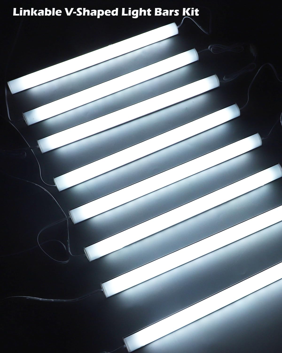 Cefrank 12" V-Shape Linkable LED Light Bars - 8pcs, 16W, 1600 Lumens, Pure White (6000K) for Kitchen Cabinet & Shelf
