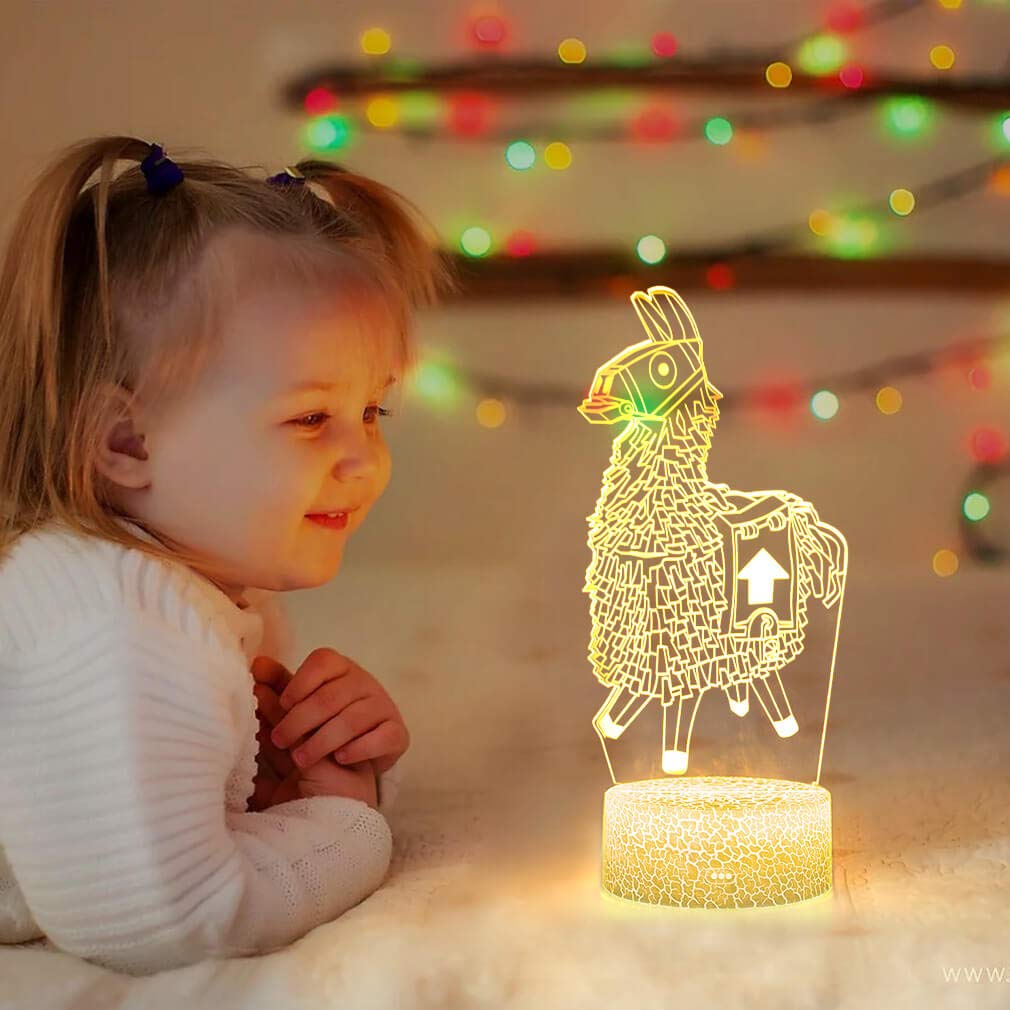 Hoofun 3D Night Light With Remote, 16 Color Changeable Llama Crackle Base, Kids Gift