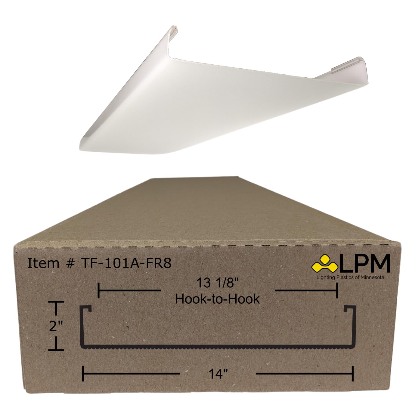 Lighting Plastics Of Minnesota 4Ft Wrap Around Light Cover Diffuser 14'''' W X 2'''' H X 47 7/8'' L (Between Hook = 13 1/8'''')