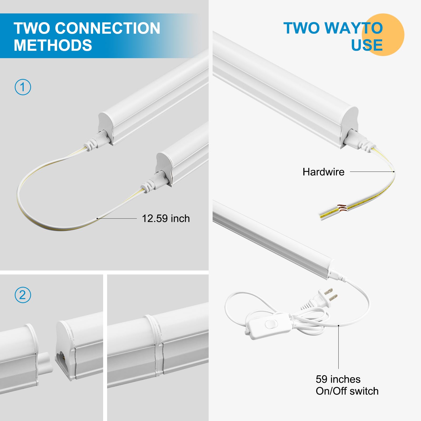 Airseafar 20 Pack T5 Led Shop Light, 4Ft, 2200Lm, 6500K Led Tube Lights Indoor, Ceiling And Under Cabinet Lighting, Plug In Bar