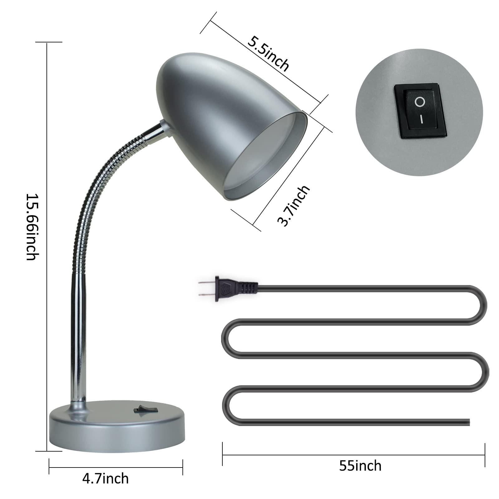 Led Desk Lamp, Flexible Gooseneck With Table Lamp, 3.5W 240Lm 4000K Cool White Study Lamps For Bedroom And Office, Eye Protectio