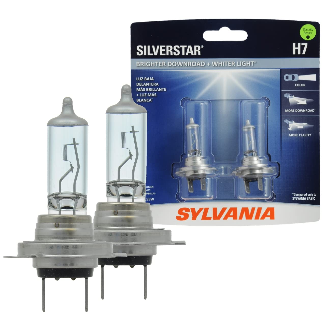 SYLVANIA H7 SilverStar Halogen Headlight Bulb - High Beam, Low Beam, Fog - 2 Pack