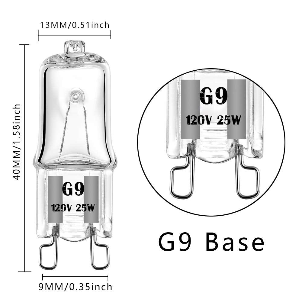 YBEK G9 Halogen Bulb 120V 25W T4 Dimmable Warm White 6 Pack Glass