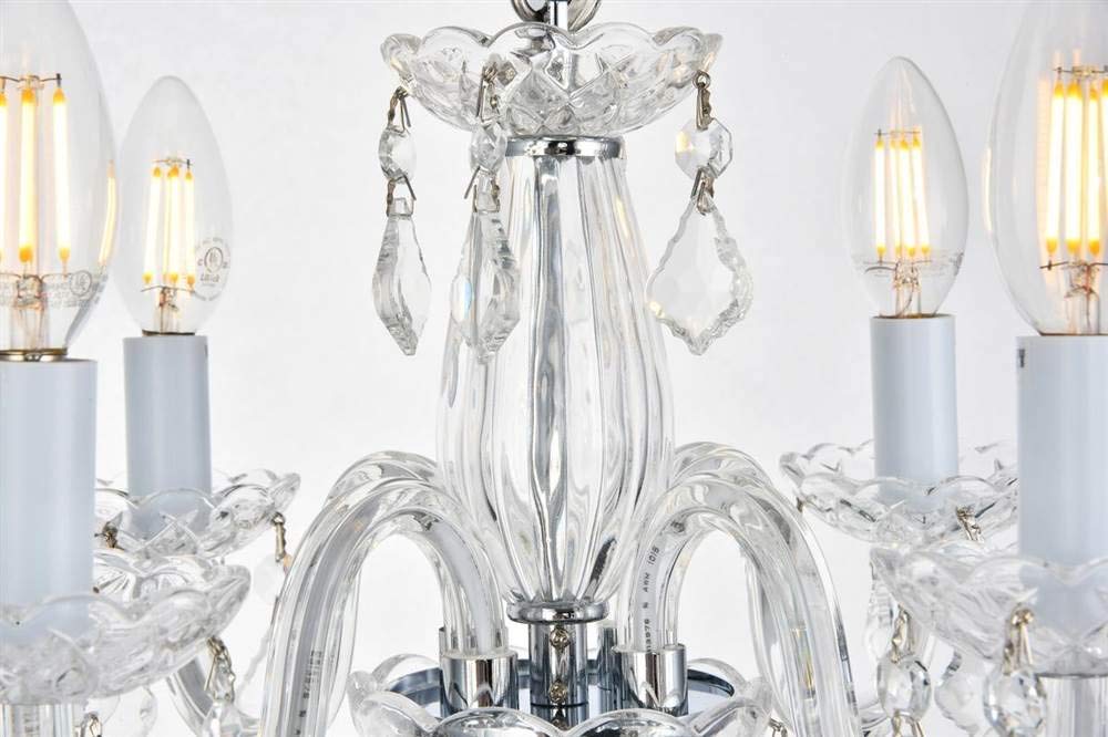 Elegant Lighting Rococo 4 Light Chrome Clear Hanging Pendant Lamp with Royal Cut Crystal