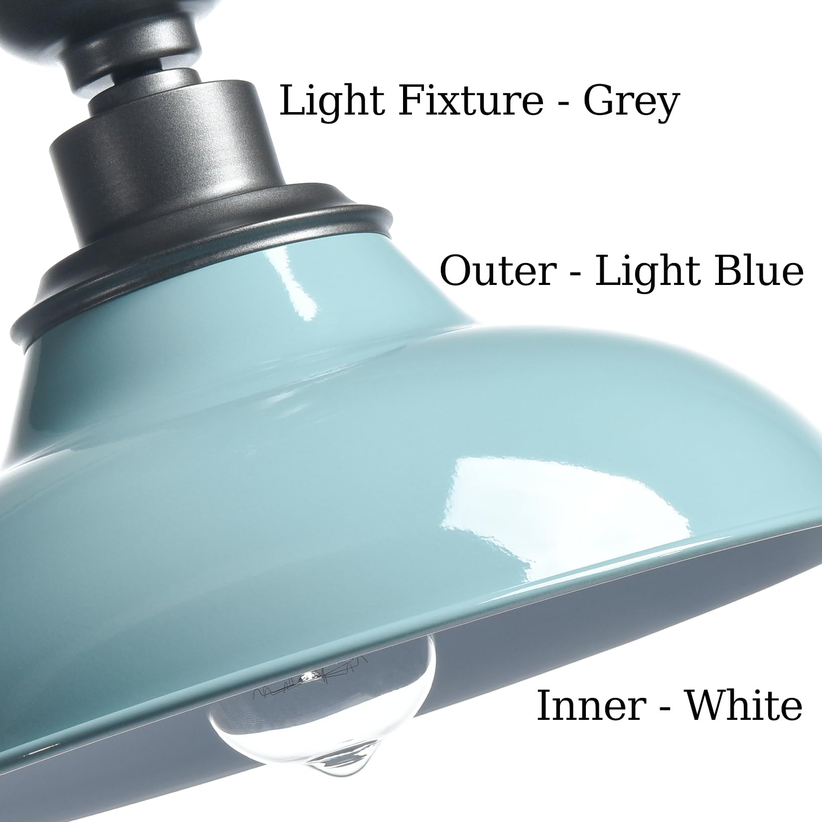 SAMTEEN Farmhouse Semi Flush Ceiling Light 12-Inch Light Blue Flush Mount Barn Ceiling Light Industrial Barn Light Fixture Ceili