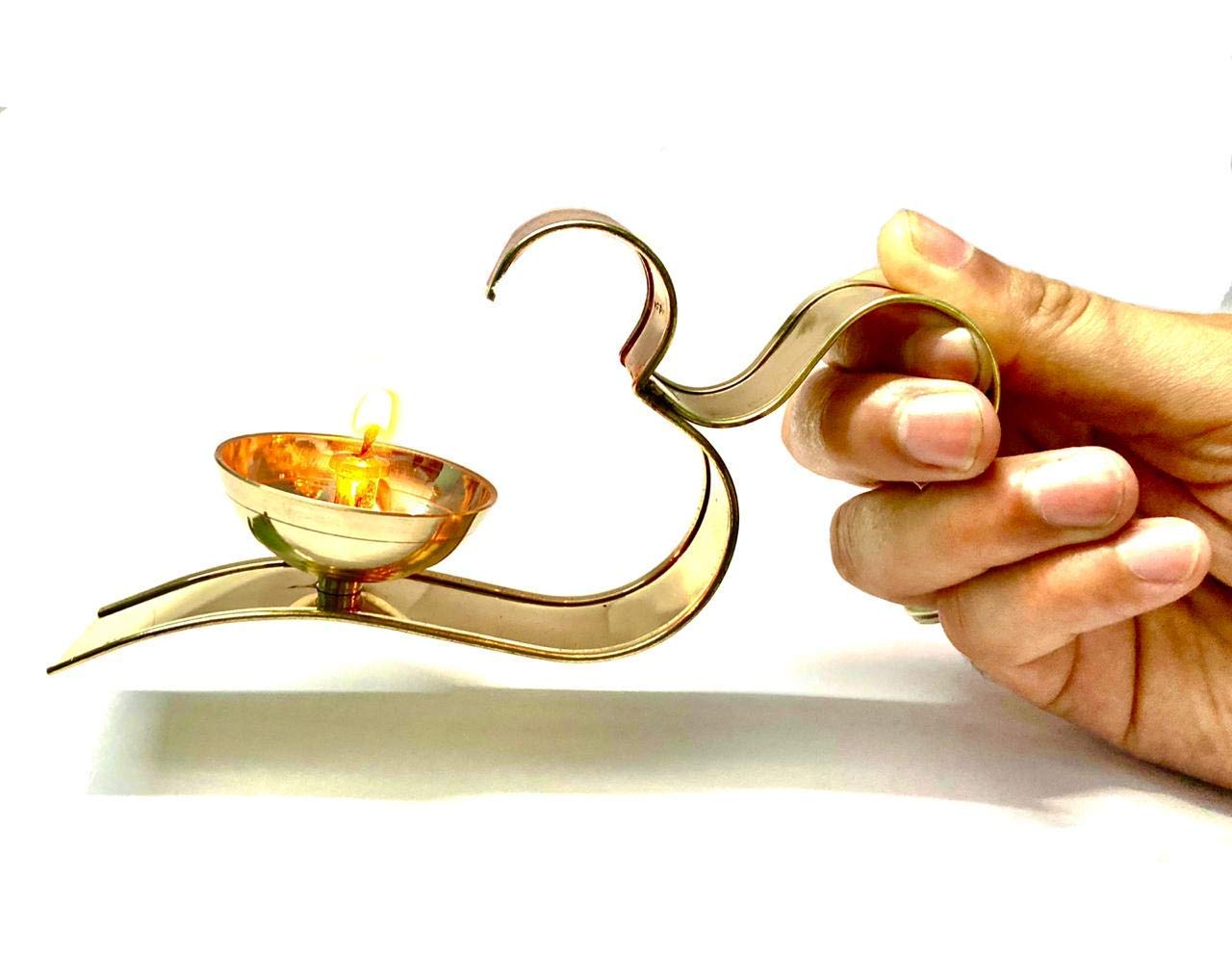 Brass Gallery Brass Swastik Diya Oil Puja Lamp Decorative for Home Office Gifts Decor for Pooja Set of 2 pcs (Om aarti Swastik D