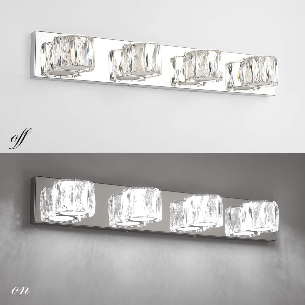 Aipsun 4 Lights Crystal Vanity Lights, Modern LED Bathroom Fixtures, White Light, Model 5f29f528-a7b0-4980-a069-cdffd7fe9114