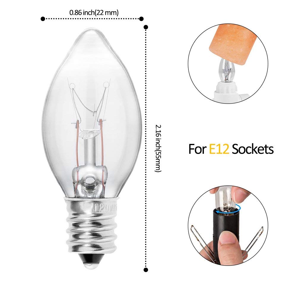 Ohlgt 2-Pack Salt Lamp Cord With Dimmer Switch & 6 Halogen Bulbs, 5Ft Cords, C