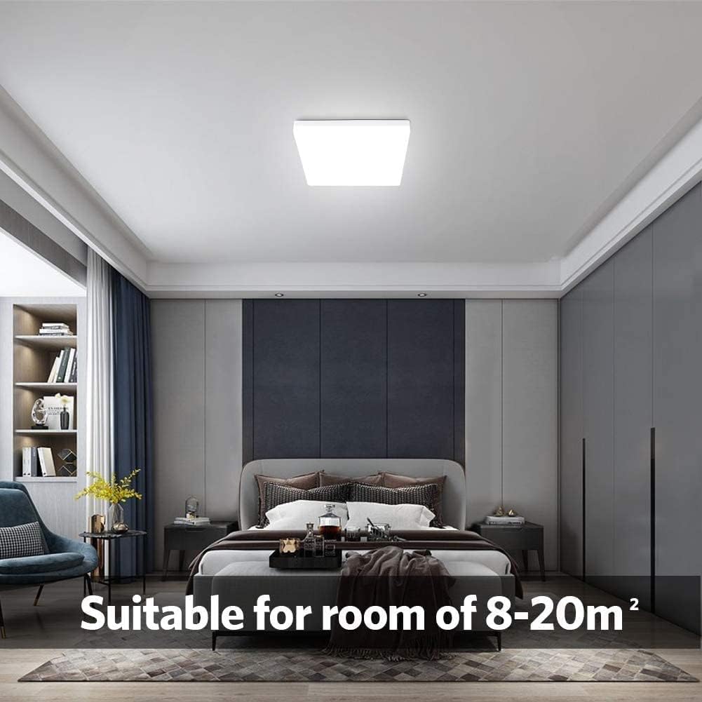 Oowolf 25W 5000K Led Flush Mount Ceiling Light Fixture Ultra Slim, 12Inch Waterproof Bathroom Square Led Ceiling Lamp Fixture Without Flicker, 85Ra+ Daylight White For Kitchen Bedroom Hallway Office