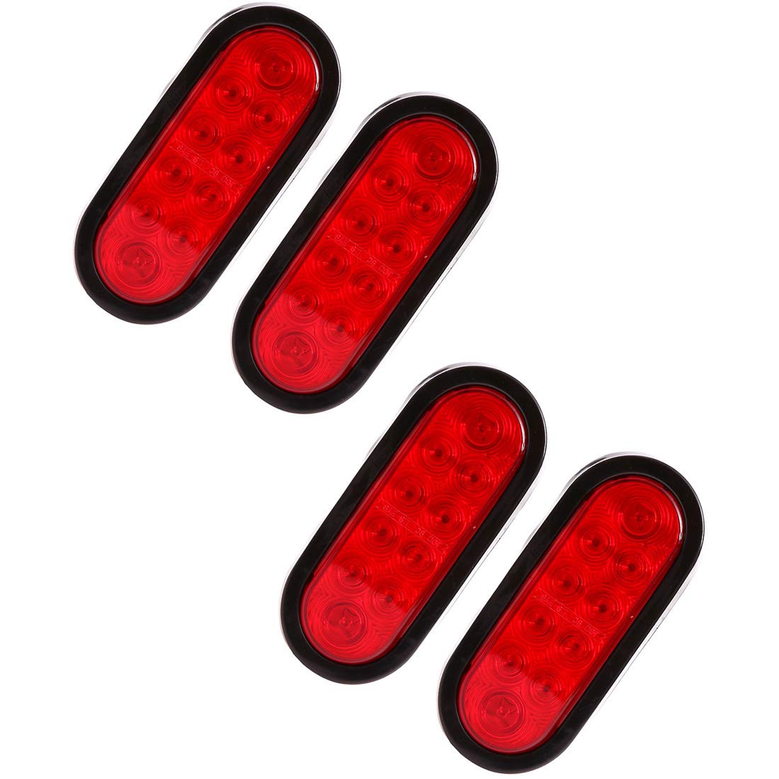 Czc Auto 6'' Led Waterproof Oval Red Trailer Lights Rear Stop Turn Signal Parking Tail Brake Lights For Trailer Truck Rv (Red, 4