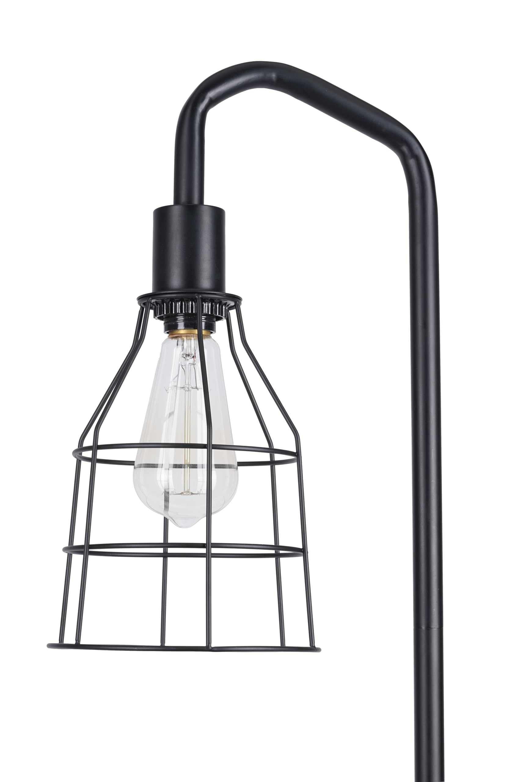 Catalina Lighting Modern Floor Lamp with Caged Shade, 60in, Black, Model 24289-000, Smart Home Compatible