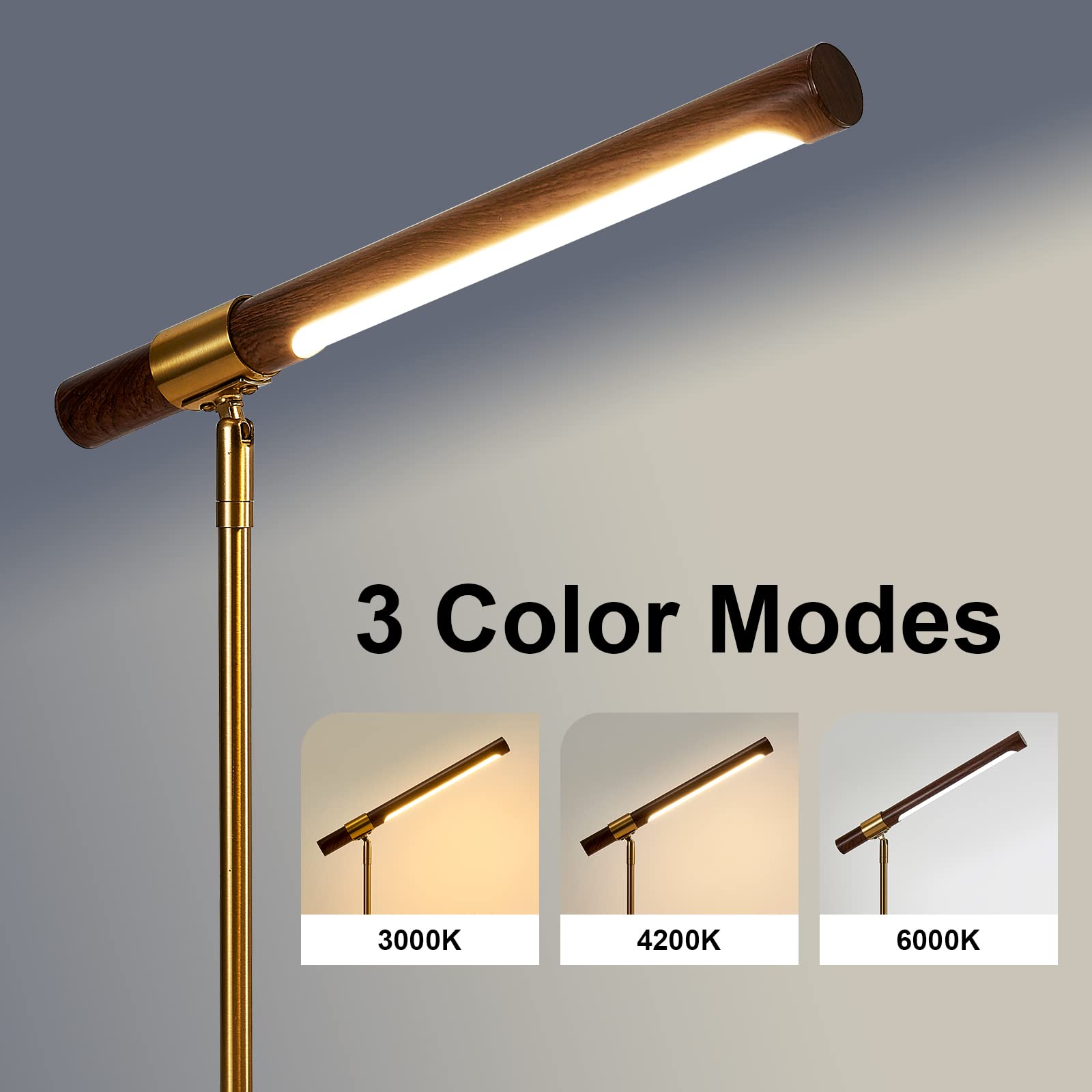 Myhaptim LED Desk Lamp with Wireless Charger, Touch Control, Eye-Caring Light, Gold