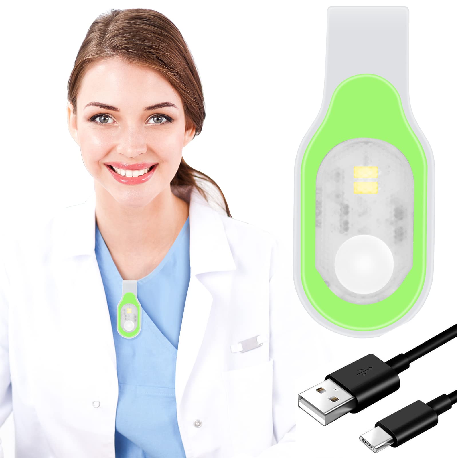 Mayaugst Nursing Night Light Clip-On LED Flashlight Rechargeable Green - Model MA-Nurse Light-001