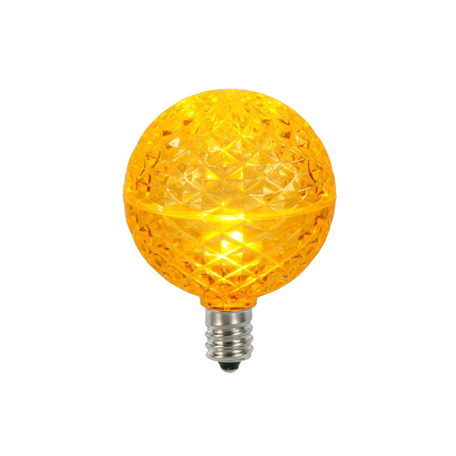 Vickerman G50 LED Yellow Replacement Bulb, E12/C7 Nickel Base .38W, 10 Bulbs per Pack