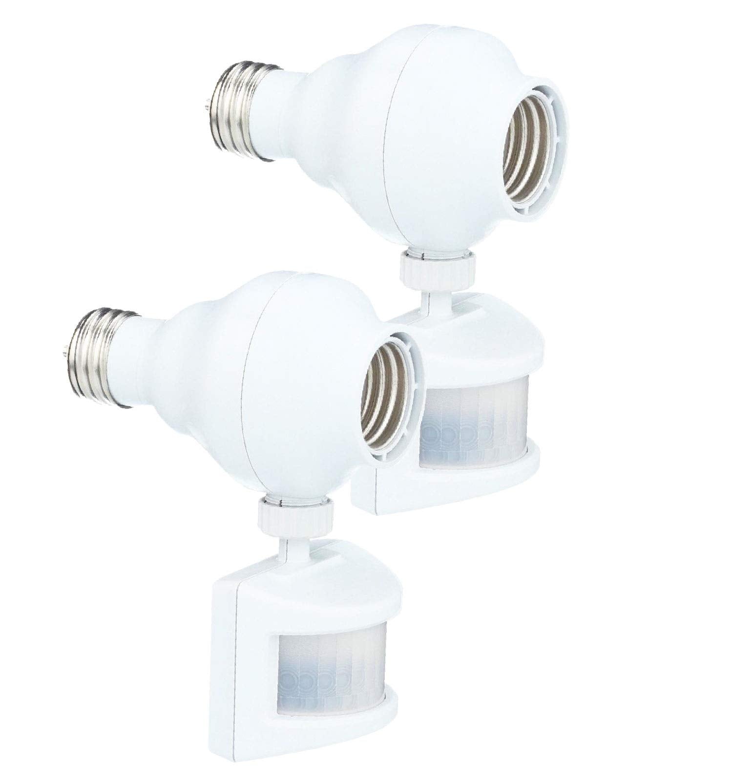 Westek Motion Sensor Light Socket Adapter, 2 Pack, 20ft Detection Range, Model OMLC163BC, Copper Material