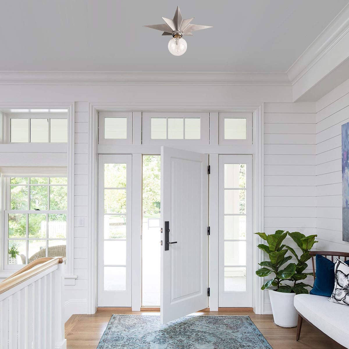 Viluxy Satin Nickel Flush Mount Ceiling Light Fixture For Hallway, Entryway, Bedroom