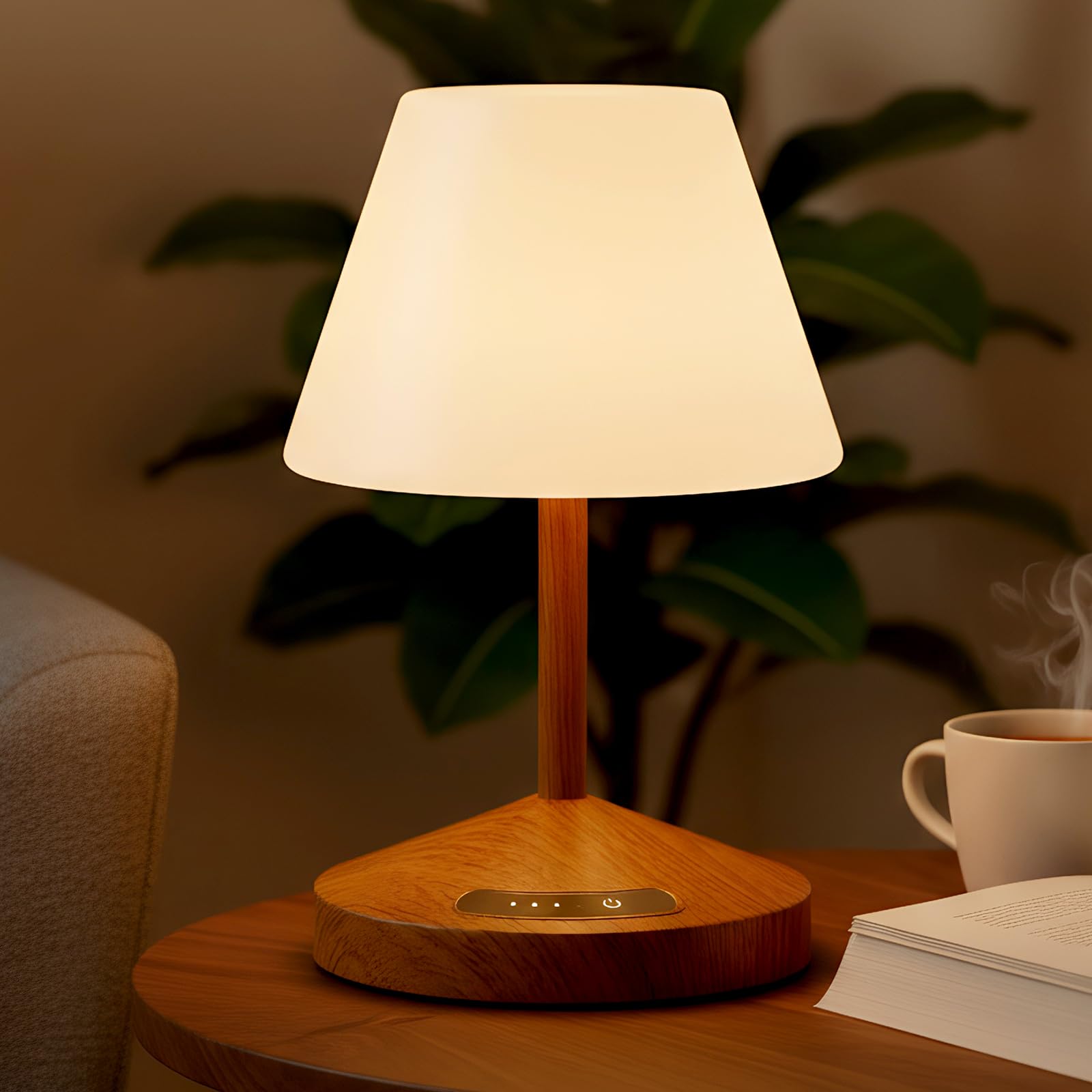 OUTON Rechargeable LED Shower & Table Lamp, Waterproof, USB Output, Stepless Dimming, 3 Colors, Power Indicator, Memory Function