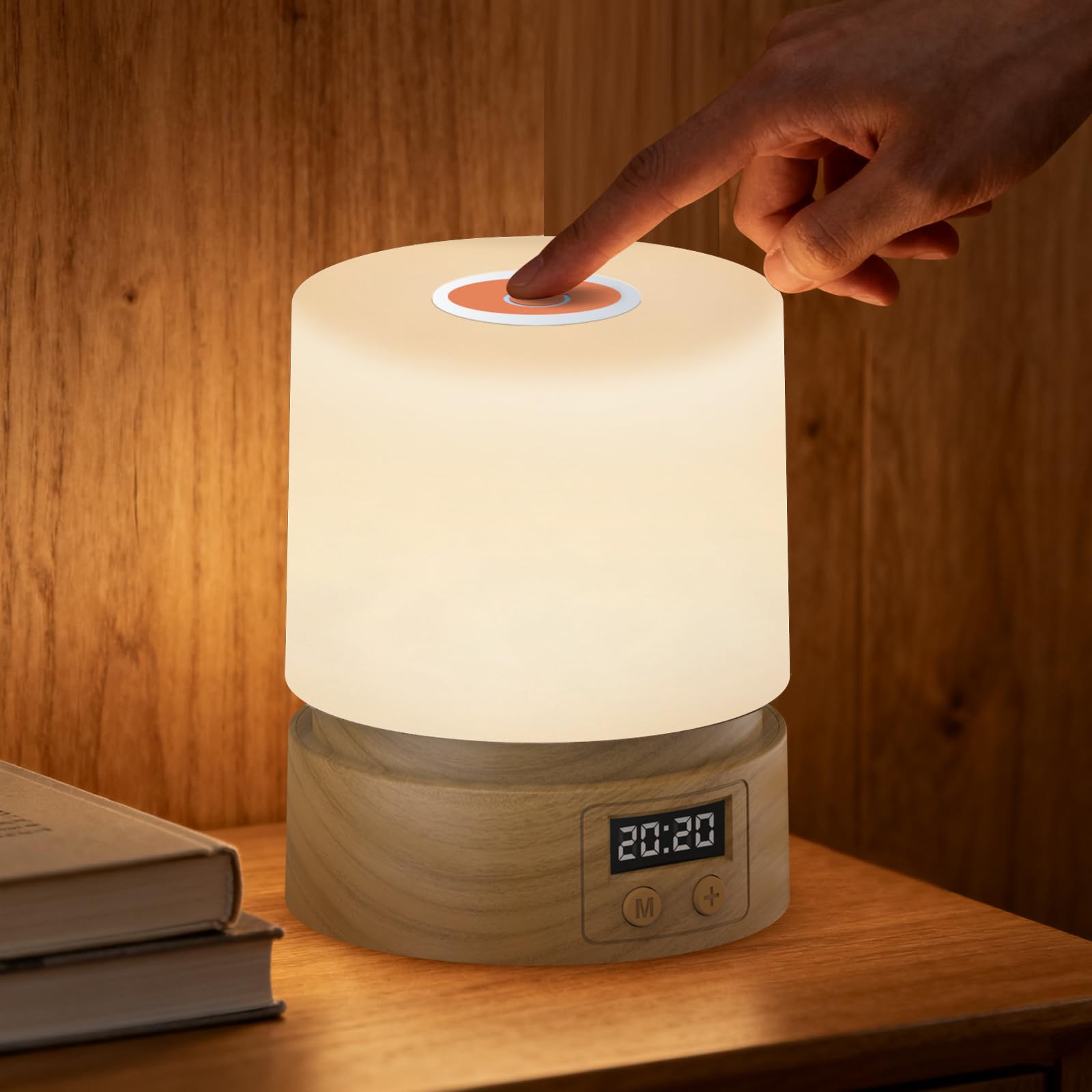 QDPKPI Nursery Night Light with Clock for Kids, Touch Lamp Bedside Desk Lamp, Portable Breastfeeding Night Lamp for Baby, 3 Colo