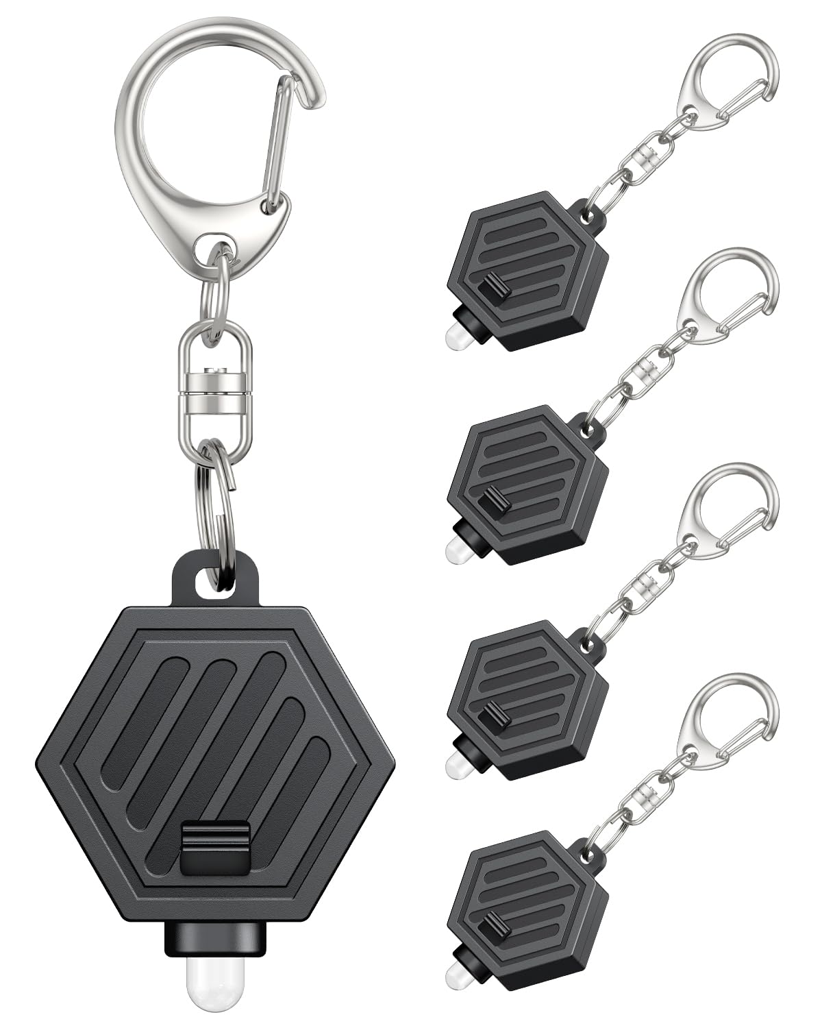 Uniclife 5 Pack Mini Led Keychain Flashlights - 12 Lumen Ultra Bright Portable Torch, Black