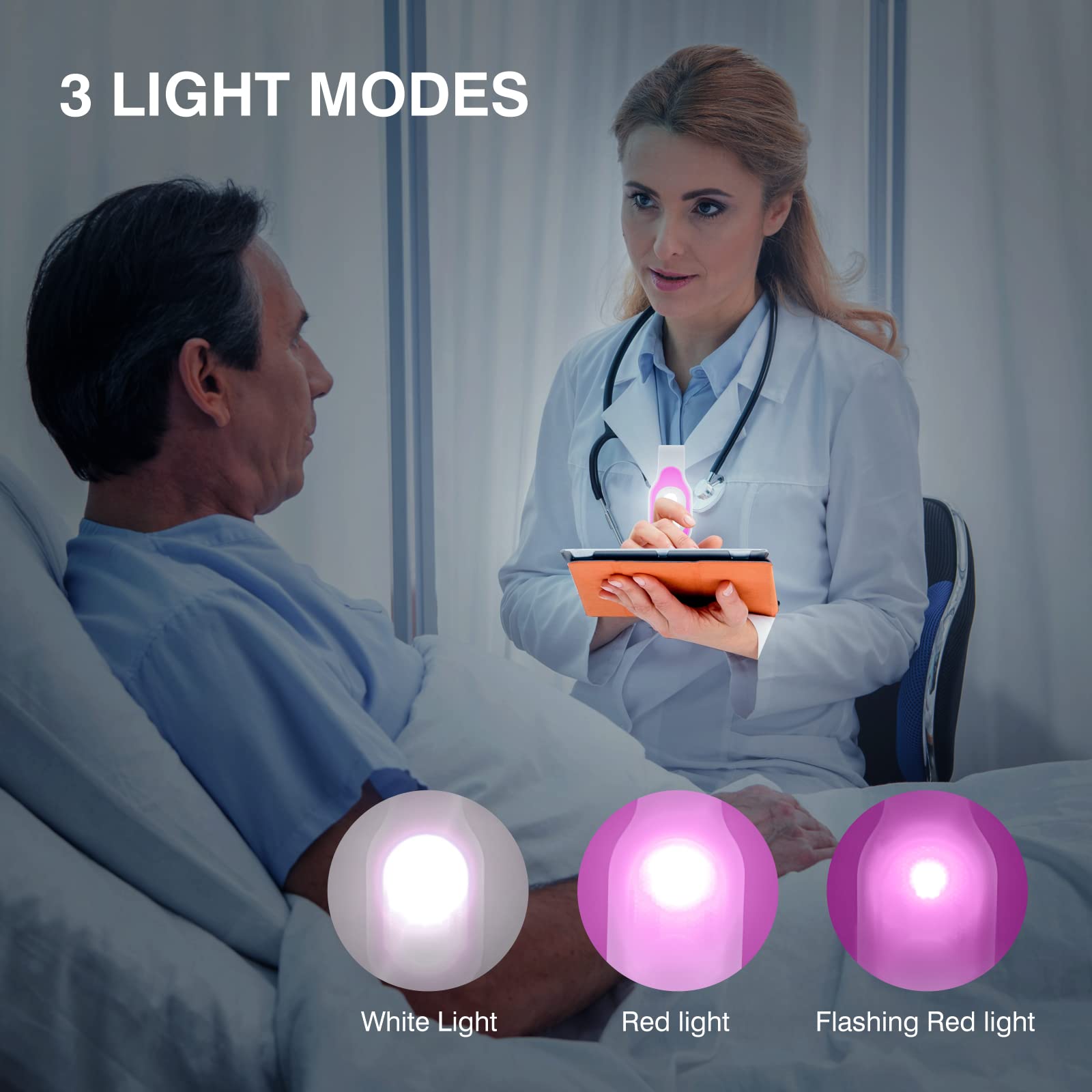 Mayaugst Nursing Night Light Clip-On LED Flashlight, Rechargeable, Hands-Free, Model MA-Nurse Light-001, Pink