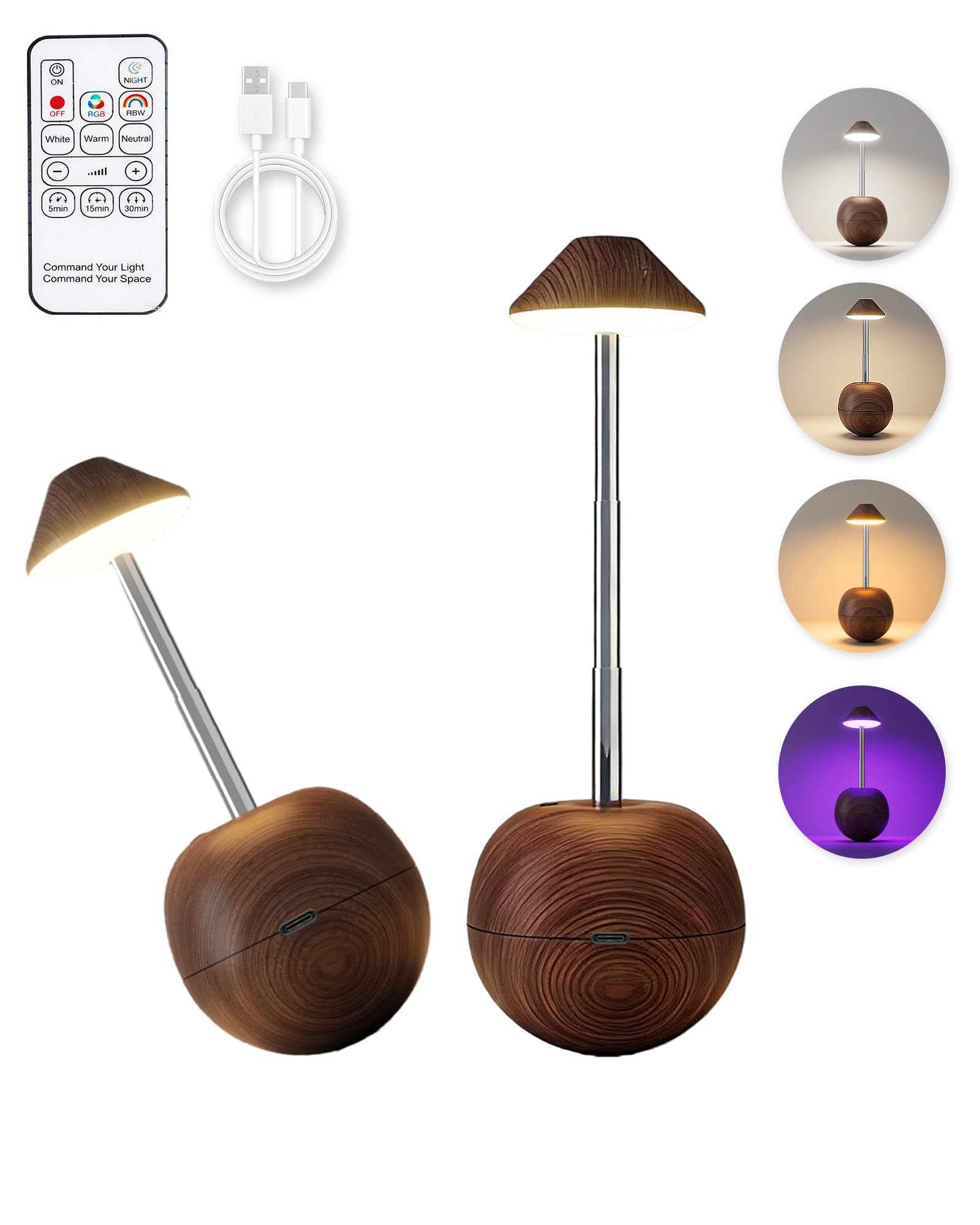 yadoker 2 Pack Cordless Table Lamps Set, Tumbler Design Touch Lamp & Remote, Rechargeable 2600mAh USB Desk Lamp, Multiple Colors