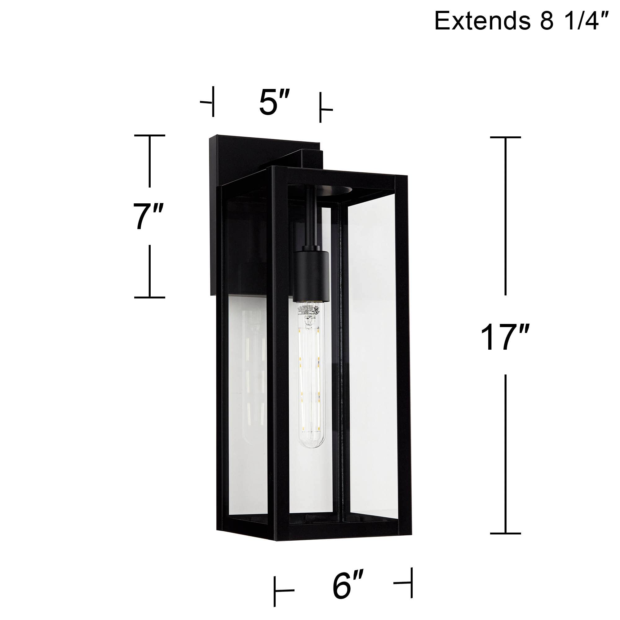 John Timberland Titan Modern Industrial Outdoor Wall Light Fixture Mystic Black Metal 17 Clear Glass Damp Rated for Exterior Hou