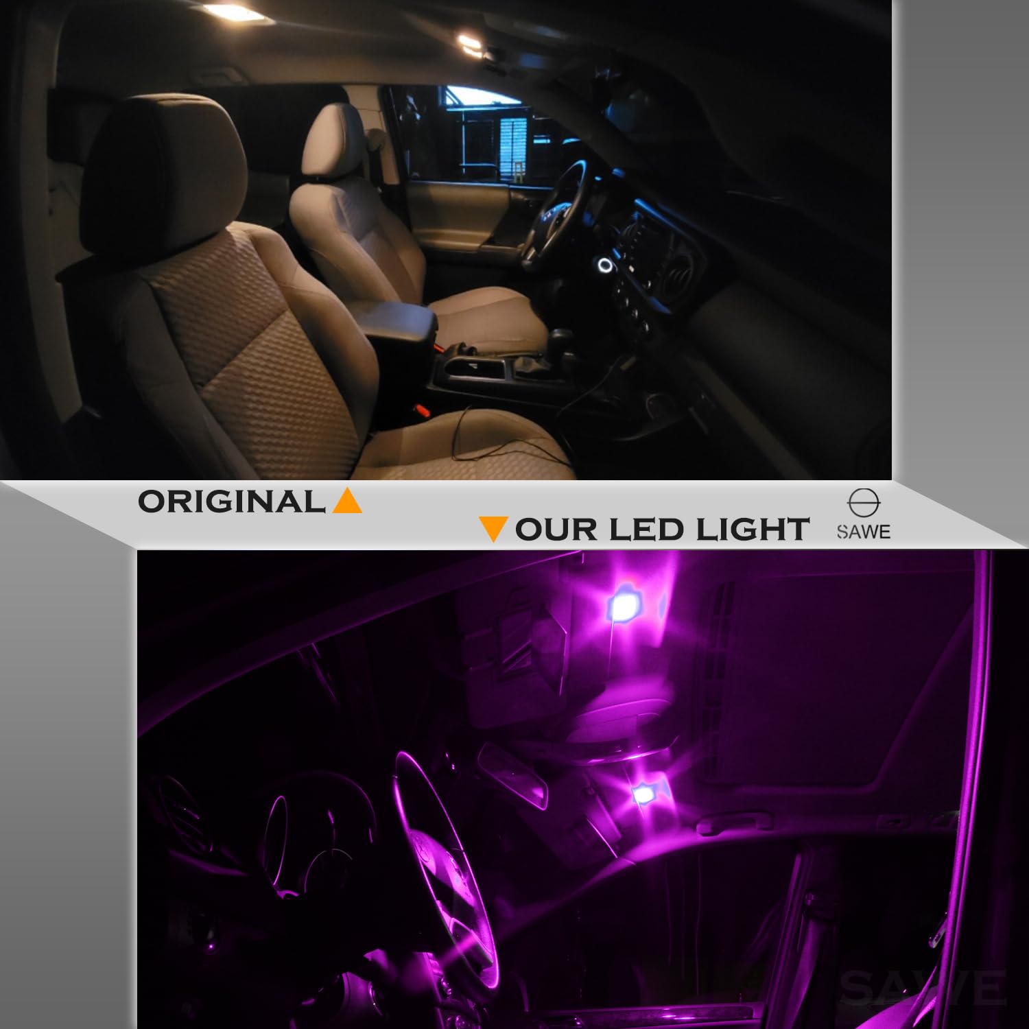 SAWE LED License Plate Dome Map Lights Bulbs, 5-SMD, Pack of 8, Pink/Purple