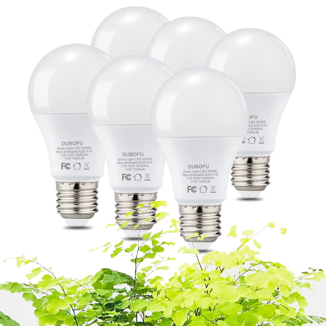 Grow Light Bulbs for Indoor Plants  Full Spectrum Grow Light Bulb  11W LED Growing Plant Light Bulb for Seed Starting  Hydroponics  Vegetable  Flowers  Greenhouse  100W Equivalent  A19  E26  Pack of 6