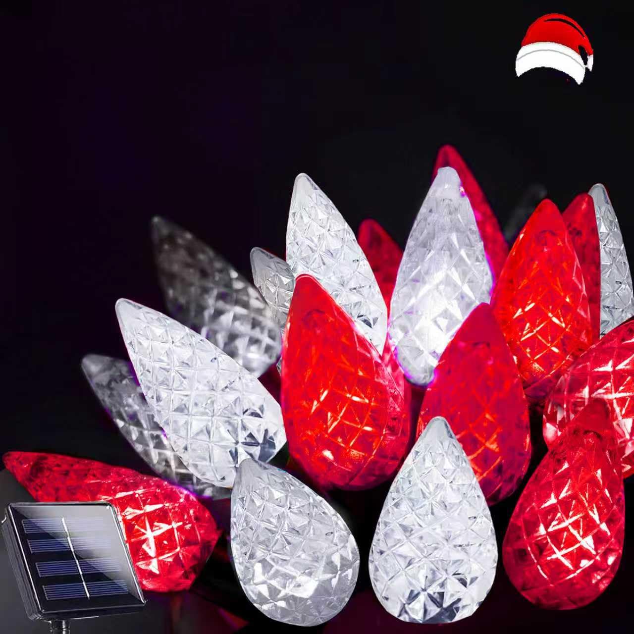 C6 Solar Christmas Lights Outdoor  50 Led 16Ft Christmas Decorations Outdoor Waterproof  Solar String Lights For Outside With 8 Modes  Fairy Twinkle Light For Tree Garden Xmas Decor (Red And White)