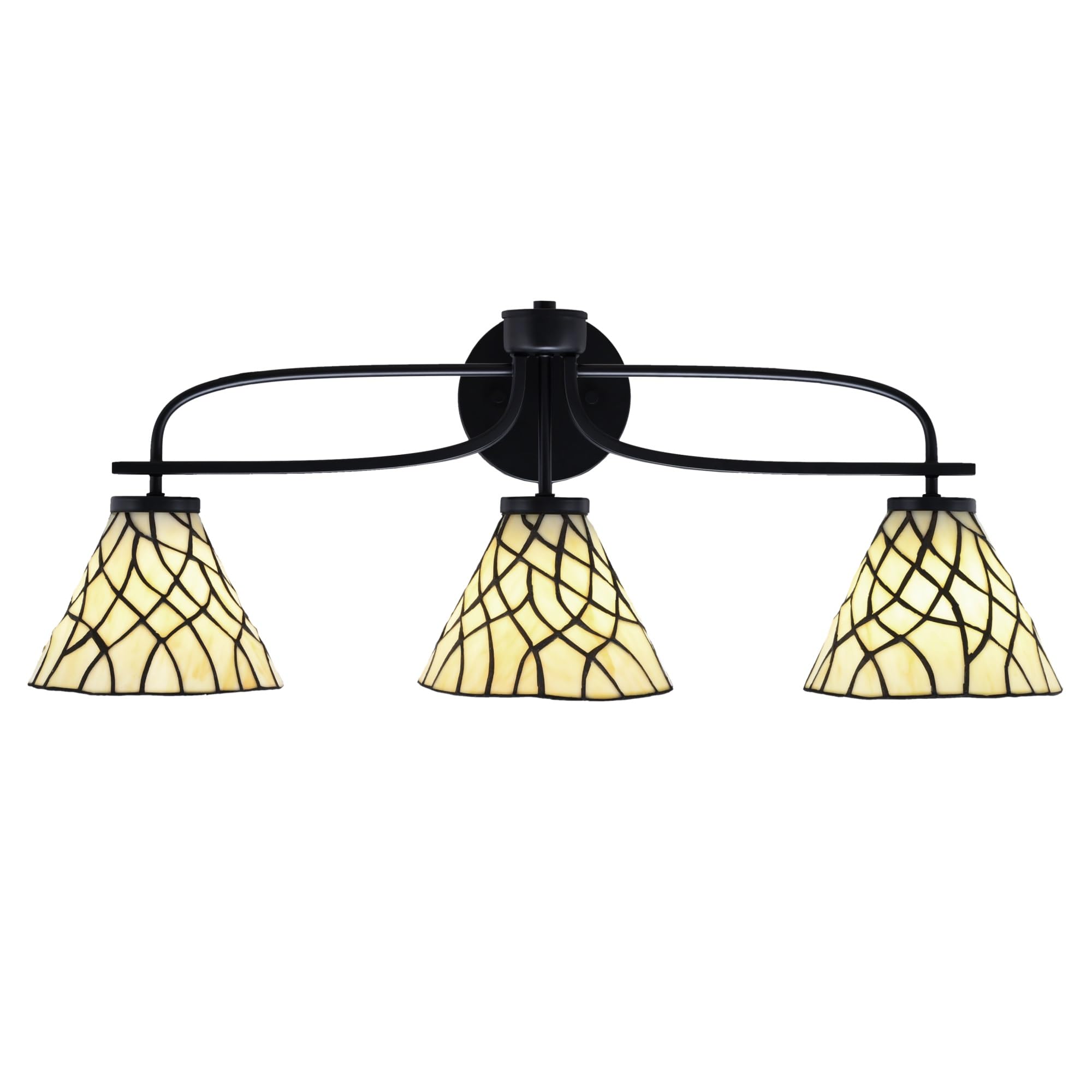 Cavella 3 Light Bath Bar Shown In Matte Black Finish With 7" Sandhill Art Glass