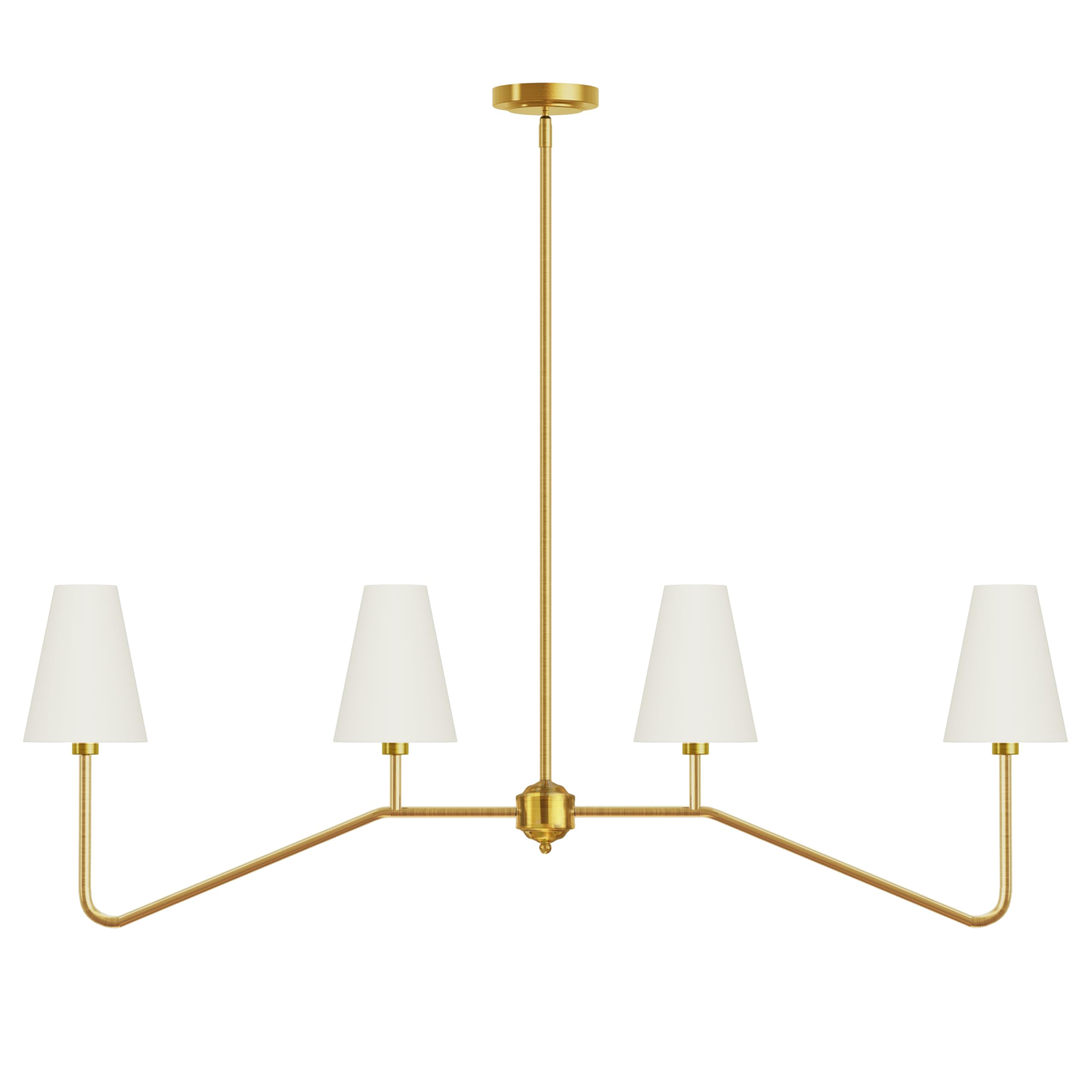 Electro Bp 47&quot; W 4-Light Linear Chandelier, Gold With White Shades, Kitchen Island Lighting