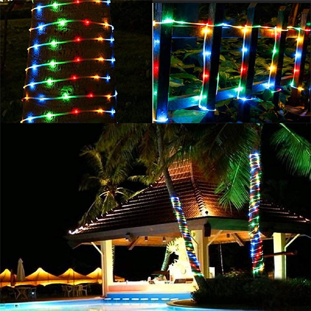 Honche Solar Rope Light 33FT 100L Waterproof LED Fairy Lights Multi Color for Outdoor Party Garden Wedding Holiday Decoration