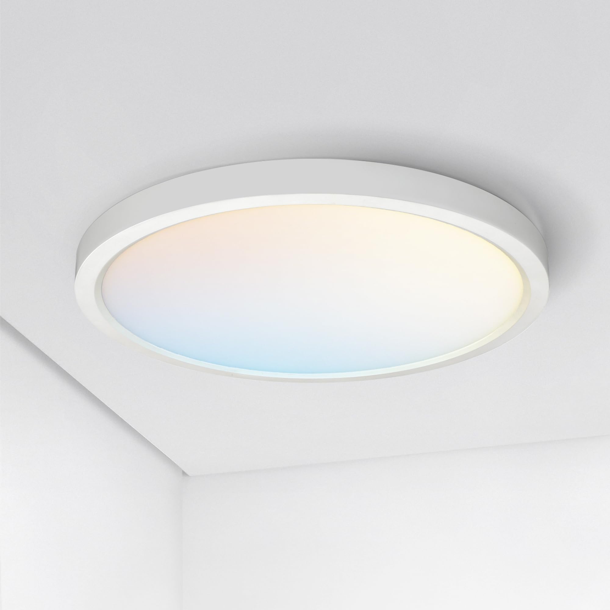 ASD LED Ceiling Light Fixture, 15in Round, 28W 2300LM, Dimmable, ETL Listed, White, Model A-MPR-15D28WH