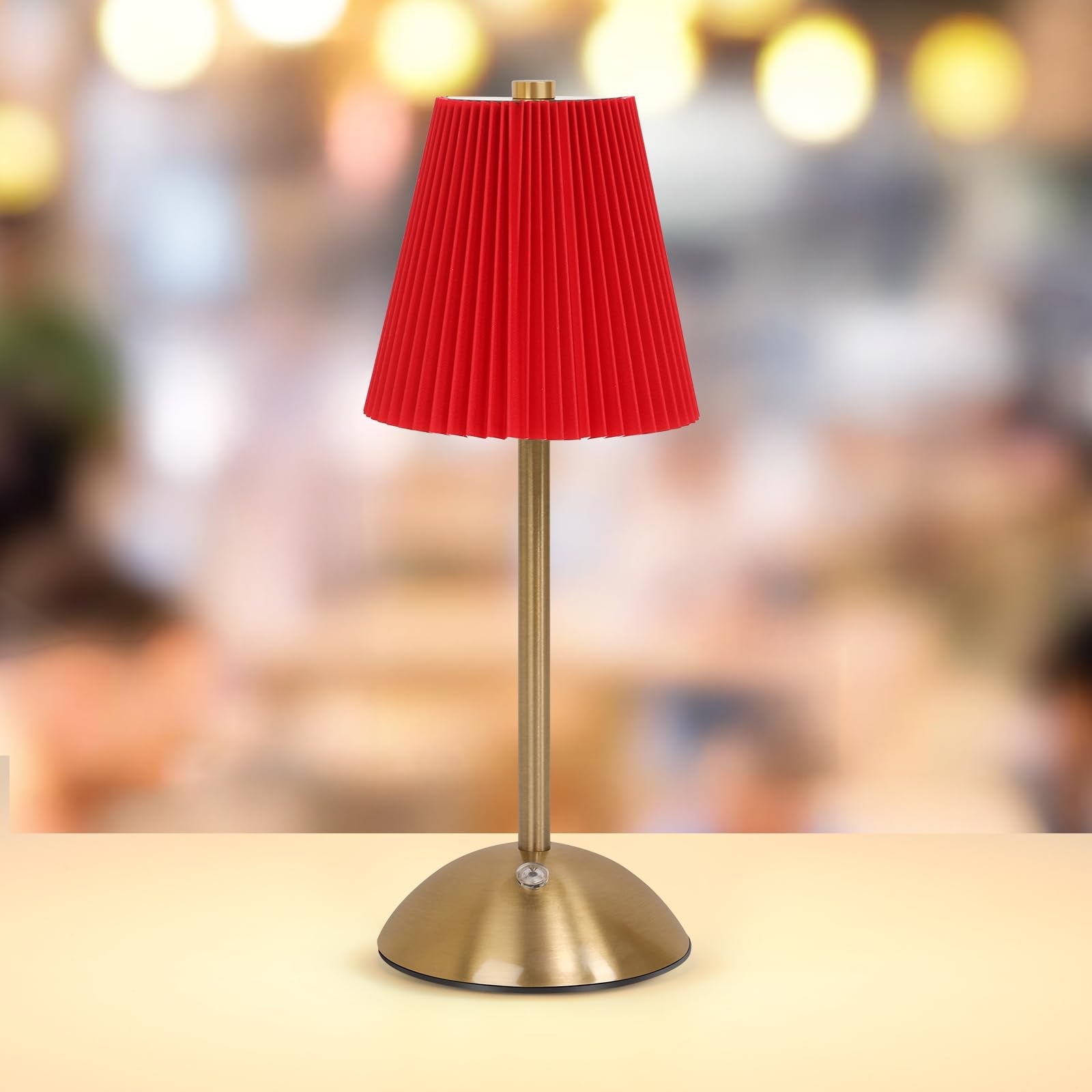 Red Table Lamps , Small Gold Table Lamp 12 Inch for Girls Bedroom Cute Coquette Table Lamp with Fabric Shade Modern Decorative 
