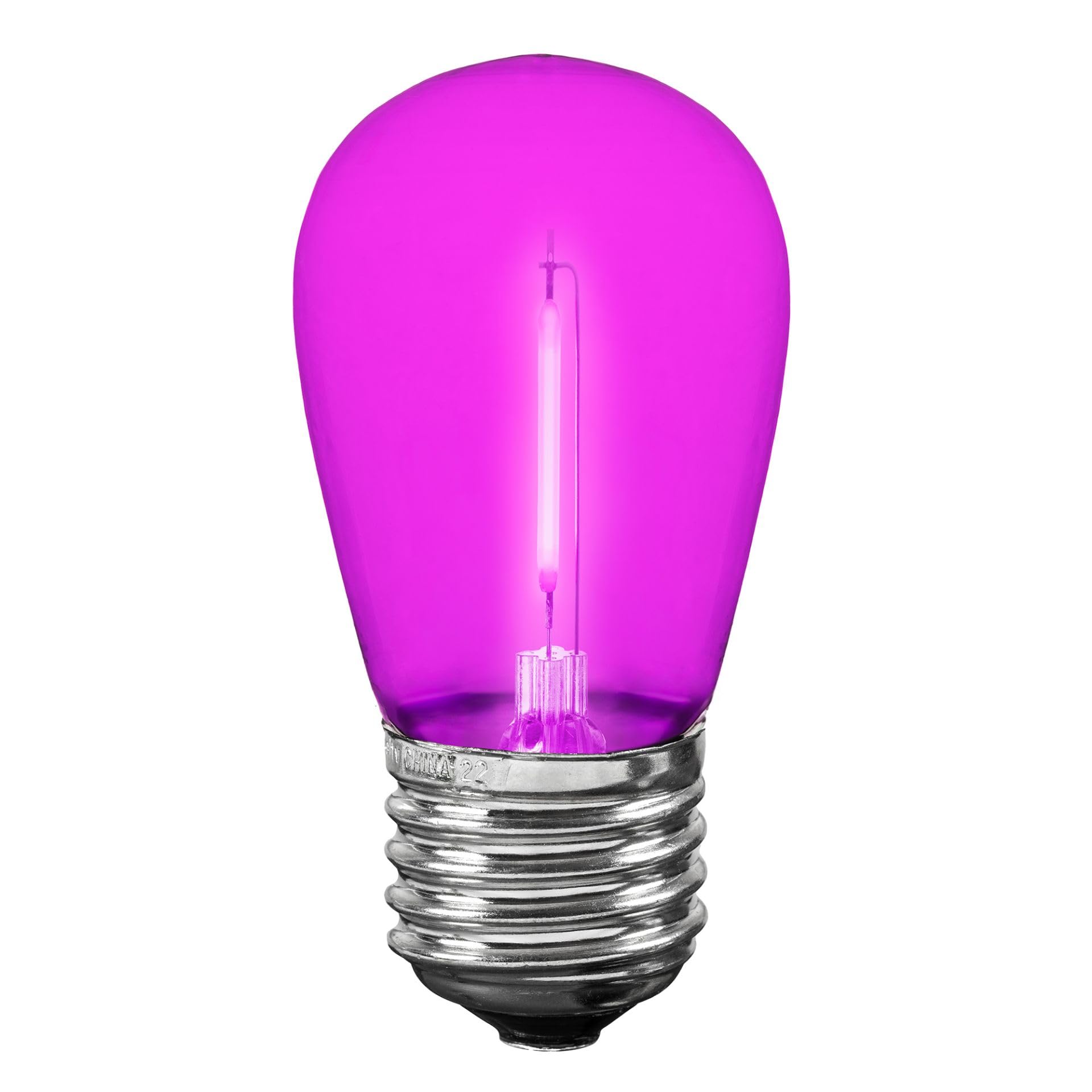 Novelty Lights S14 LED Outdoor String Light Replacement Bulbs, 25 Pack, Shatterproof Plastic, Pink, E26 Base, 30,000-Hour Lifespan